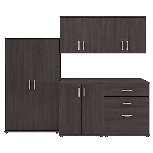 Bush Business Furniture Universal 5 Piece Modular Closet Storage Set with Floor and Wall Cabinets in Storm Gray - color: Storm Gray