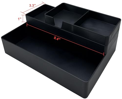 Amazon Basics Rectangular Plastic Desk Organizer, Half Accessory Tray for Office Supplies and Workspace Organization, 9.4" x 3.3" x 1", Black (Pack of 2) - color: Black, size: 9.4" X 3.3" X 1" (Pack of 2)