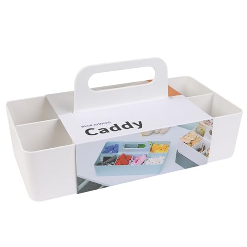 BLUE GINKGO Stackable Organizer Caddy – Korean-Made Portable Tote for Bathroom, Office, Crafts, or School Supplies (Long Rectangle, White) - color: WHITE, size: Long Rectangle