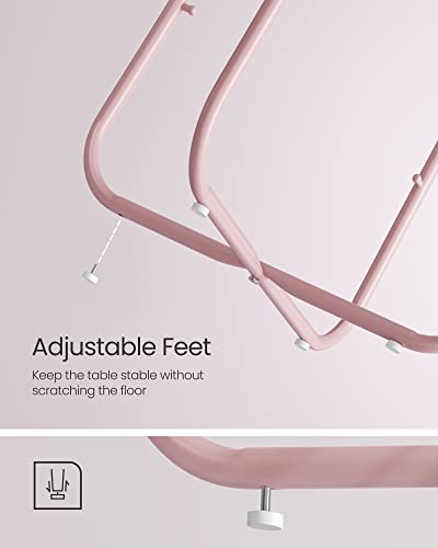 VASAGLE LILEA Collection - Small Round Side End Table, Modern Nightstand with Fabric Basket, Jelly Pink and Cream White ULET223R61 - color: Jelly Pink + Cream White, size: Round + 1 pack