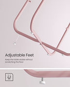 VASAGLE LILEA Collection - Small Round Side End Table, Modern Nightstand with Fabric Basket, Jelly Pink and Cream White ULET223R61 - color: Jelly Pink + Cream White, size: Round + 1 pack