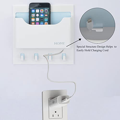 Bedside Shelf Organizer,Stick On Adhesive Wall Mounted Floating Shelf Entryway Mail/Keys Holder - Good for Home,Dorm,Bedroom(Horizontal Type/Black) - color: Horizontal Type/Black