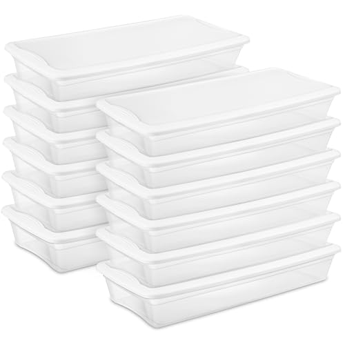 Sterilite 12-Pack 41 Quart Storage Box, Stackable Clear Plastic Bins with Snap-On Lids - Heavy-Duty Organizing Containers for Closet, Bathroom, and Office - size: 41 Quart, style: 12