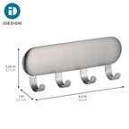 iDesign Forma Self-Adhesive Key Rack Organizer for Entryway, Kitchen - 4 Hooks, Stainless Steel - style: Pack of 1