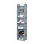 YOUDENOVA Hanging Closet Organizer, 6-Shelf Closet Hanging Shelves, Grey - color: Grey, size: 6-Tier
