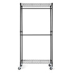 Amazon Basics Adjustable Double Rod Rolling Garment Rack, Hanging Clothes Closet Organizer with Wheels, Heavy Duty, 36" x 14" x 72", Black - color: Black