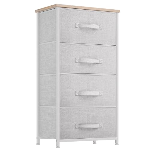 YITAHOME Dresser with 4 Drawers - Fabric Storage Tower, Organizer Unit for Bedroom, Living Room, Hallway, Closets - Sturdy Steel Frame - color: A - Ight Grey Fabric, style: 4-Drawer