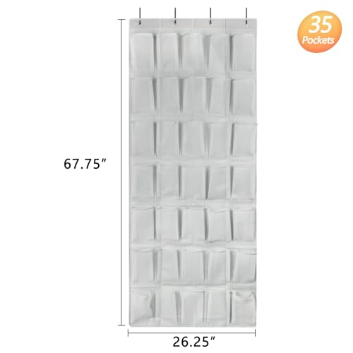 GOMAJI 35 Large Pockets Over the Door Shoe Organzier, Hanging Shoe Organizer for Door Large Capacity Shoe Storage Bag with 4 Metal Hooks - color: Gray