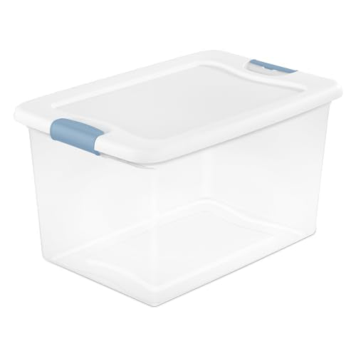 Sterilite 18-Pack Latching Box, Under Bed Storage Bins with Lids, Clear Plastic, 64 Quart - Heavy-Duty Organizing Containers for Closet, Bathroom, and Office - size: 64 Quart, style: 18 Pack