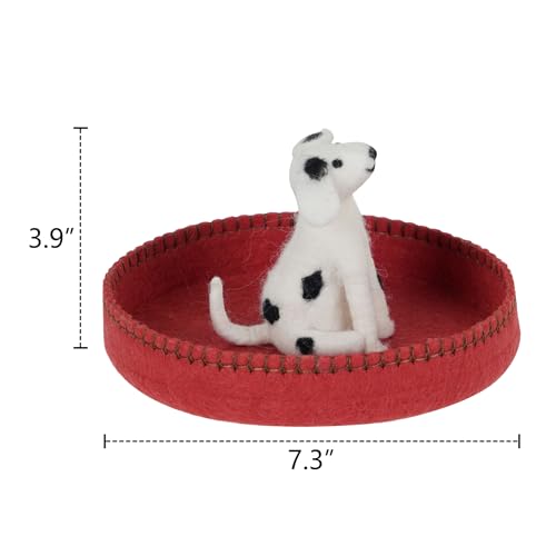 SOFFEE DESIGN Felt Dog Tray, Multi-Use Organizer for Jewelry/Watches/Keys, Non-Slip Bathroom Counter & Entryway Decor, Puppy Bowl Desktop Pet Lover Gift