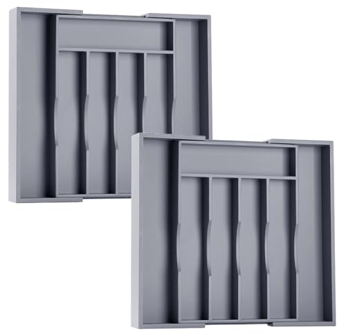 Kitchen Silverware Drawer Organizer and Storage Best Grandpa Grandfather Elder Men Father Day Grandparents Great Papaw Peepaw Grampy Pawpaw Granddad Happy Birthday Christmas Xmas Unique Cool Gifts - color: Gray, size: 7 Slots Expandable-2PC