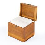 Acacia Box for 50 Disposable Clean Skin Towels XL (Towels NOT Included), Wooden Container for Face Towelettes Bathroom Counter Storage, Stone Bin for Cleansing Facial Dry Wipes