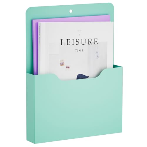 Marbrasse Magnetic File Holder - Magnetic Paper Holder, Pocket Organizer Office Supplies Storage Mail Organizer for Notebooks,Planners,Letter (1 Pack) - color: Green Holder-L