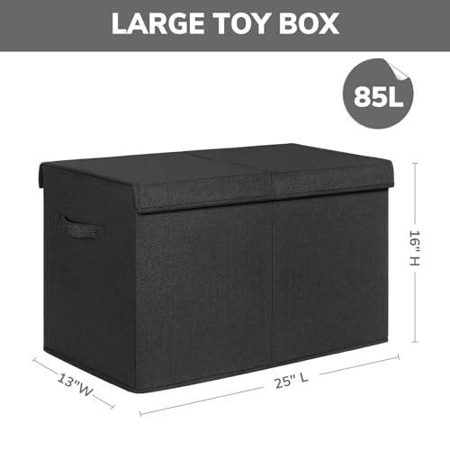 INDRESSME 25"x13"x16" Large Toy Storage, Foldable Storage Bins with Dividers, Toy Chests for Closet, Playroom, Bedroom, Toy Box for Kids, Boys Girls (Black) - color: Black, size: 25"x13"x16"