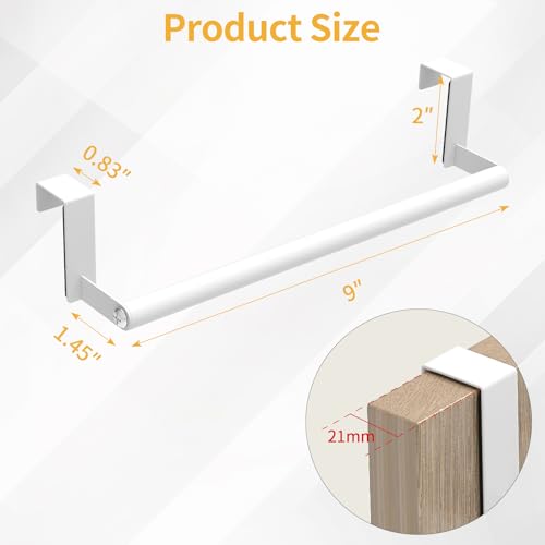 STWWO Over The Door Towel Rack, Kitchen Towel Holder Over Cabinet Door Towel Bar Stainless Steel for Cupboard for Kitchen Dish Towel Holder Hanger, 2 Pack (White) - color: White