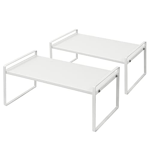 Nxconsu 2Pack Cabinet Shelves Stackable Shelf Organizer Rack Riser for Kitchen Cabinet Pantry Cupboard Counter Countertop Home Organization Storage Space Saver Heavy Duty Metal Nonslip White - color: White, size: 16.1’’W × 8.3’’D × 7.3’’H