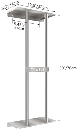 STWWO Bathroom Towel Storage for Bathroom, Wall Towel Rack for Rolled Towels, 30 inch Towel Holder Wall Mounted with Metal Shelf Can Holds 6 Large Towels, Brushed Nickel - color: Brushed Nickel, size: 30 IN