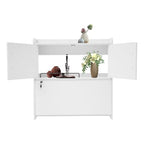 Wall Mounted Folding Desk with LED Light, Space-Saving Laptop Table for Home Office, Writing Workstation with Storage Shelves and Drawer, Floating Cabinet, 58x20x60cm (White) - color: White
