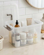 Citylife 4 Packs 6 QT Storage Bins with Lids Clear Plastic Bins with Grey Handle Stackable Storage Containers for Organizing - size: 6.0QT, style: 4 PACK