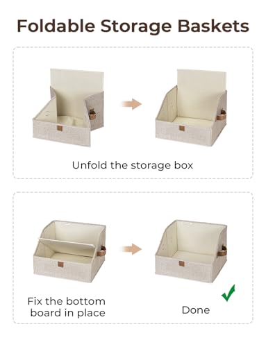 StorageWorks Closet Storage Bins, Trapezoid Organizer Box for Shelves, Fabric Clothes Bin, Foldable Organizing Baskets with Handles, Small, Brown and Beige, 3-Pack - color: Brown and Beige, size: Small