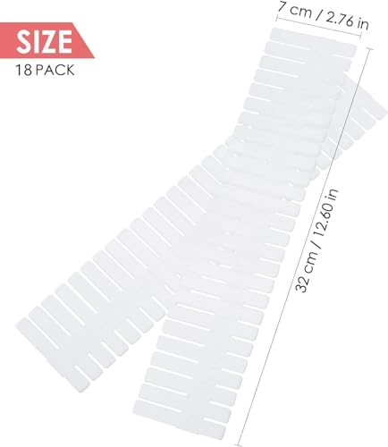 18Pcs Drawer Dividers, Adjustable Drawer Organizer for Socks, Underwear, Makeup, Can Help Tidy Kitchen, Bedroom, Dresser White - color: White, size: 18Pcs