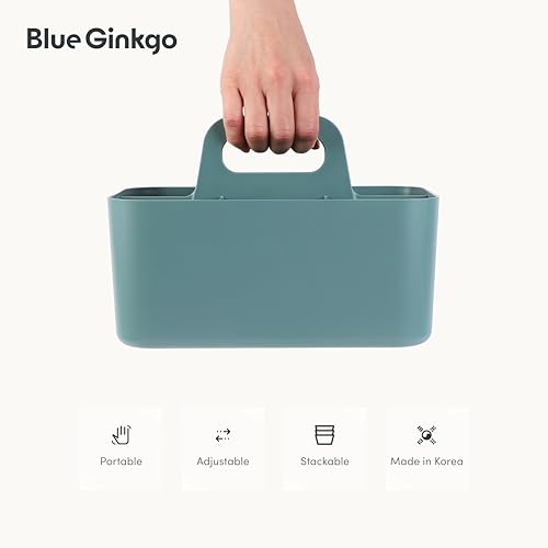 BLUE GINKGO Stackable Organizer Caddy – Korean-Made Portable Tote for Bathroom, Office, Crafts, or School Supplies (Rectangle, Green) - color: GREEN, size: Rectangle