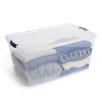 Rubbermaid Cleverstore 95 Qt Clear Storage Bins with Lids, 4-Pack, Stackable, BPA-Free, Made in USA - size: 95 Qt - 4 Pack