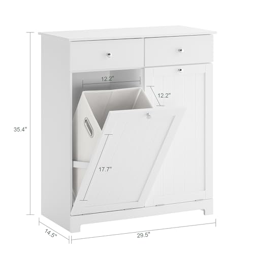 Haotian Tilt-out Bathroom Laundry Cabinet Hidden Hamper Organizer with Double Baskets and Drawers Storing Unit Storage Chest Cupboard, White BZR33-W - color: White, size: 2 Baskets