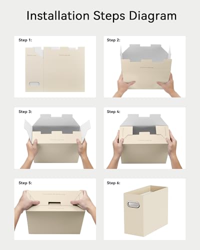 Oterri Cardboard File Organizer Box for Hanging File Folders Letter Size,File Box for Computer Desk,File Cabinet,Working Home,Office,Classroom (Beige, Letter Size - 6 Packs) - color: Beige, size: Letter Size - 6 Packs