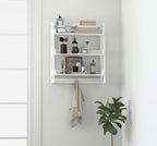 UTEX Bathroom Wall Shelf, Over Toilet Storage Shelf Organizer, 3-Tier Wall Mount Shelf Rack with Hook, White