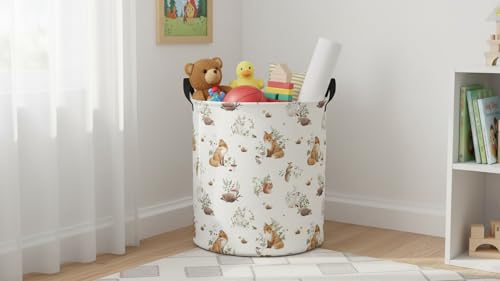 CLOCOR Large Laundry Basket,Waterproof Nursery Hamper,Collapsible Fabric Storage Container,Room Decor,Gift Basket（Watercolor Fox - color: Watercolor Fox