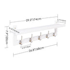 SMIBUY Coat Hooks with Shelf Wall-Mounted, 29.2 Inch Entryway Coat Rack for Wall, Bamboo Hanging Shelf with 5 Double Metal Hooks for Bathroom, Bedroom, Kitchen, Living Room, Mudroom (White) - color: White