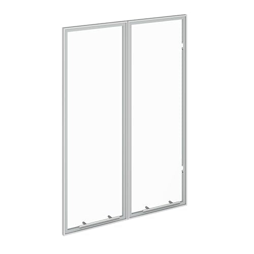 ROOMTEC Modular Closet Glass Door Pair Set, Shaker-Style Frame Add-On for Medium Hanging, Short Tower & Shoe Shelf Units, Tempered Glass, 35.83" H × 25.5" W - size: Framed Glass Door – 25.5"W x 35.83"H
