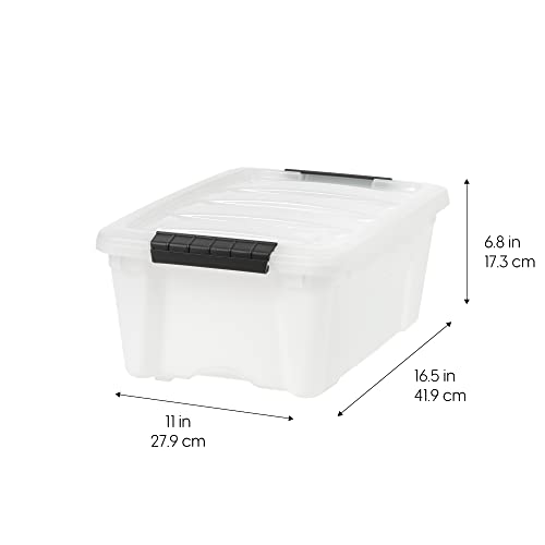 IRIS USA 13 QT Plastic Storage Box with Lid and Latches - 4 Pack - BPA-Free, Discreet Organizing Solution, Durable Nestable Stackable Containers, Secure Pull Handle - Pearl - size: 13 Qt, style: 4 Pack