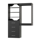 ROOMTEC Modular Closet System, 46" Wall-Mounted Closet Organizer with Drawers and Hanging Rods, Wooden Tower for Walk-In Closets, Wardrobe Storage Kit, Black - size: 46" Wide, style: Model 4