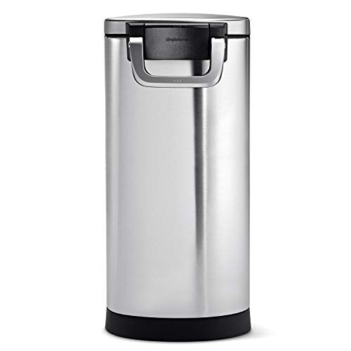 simplehuman 30 Liter, 32 lb / 14.5 kg Large Pet Food Storage Container for Dog Food, Cat Food, and Bird Feed, Brushed Stainless Steel - color: Brushed Stainless Steel, size: Large