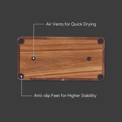 KITCHENDAO XL Acacia Wood Universal Knife Block with Slots for Scissors and Sharpening Rod, Safe, Space Saver Knives Storage Stand Display without Knives, Unique Slot Design to Protect Blade - color: XL-Acacia Wood