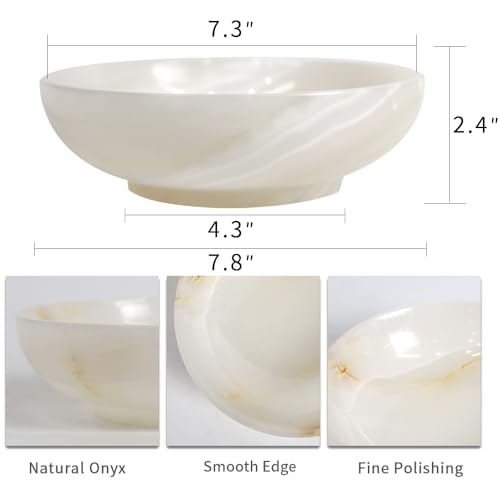 Luxury Decorative Marble Bowl for Home Decoration, White Onyx Key Bowl for Entryway Table, Catchall for Coins, Change, Candy, Organizer Marble Tray - color: Round-White Onyx