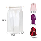 XIAKE Garment Bags M/oth-proof Dust Cover Coat Hanging Clothes Storage Bag Premium Thickened Clothing Organizer Moisture-proof Dust-proof Clothes Cover - size: 24"L * 20"W * 35"H