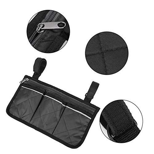 RiToEasysports Walker Bag,Multifunctional Wheelchair Side Bag Scooter Armrest Side Bag Hanging Pouch Storage Organizer for Bed Rail, Scooters, Walker Rollator - color: black