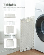 SETVSON Laundry Hamper with Lid,112 L Handwoven Rattan Wicker Laundry Basket, 2 Removable Liner Bags Metal Heightened Feet,6 Mesh Bags,2 Section Large Clothes Hamper for Bathroom Bedroom, Cloud White - color: Cloud White, size: 112 L - 29.6 gal
