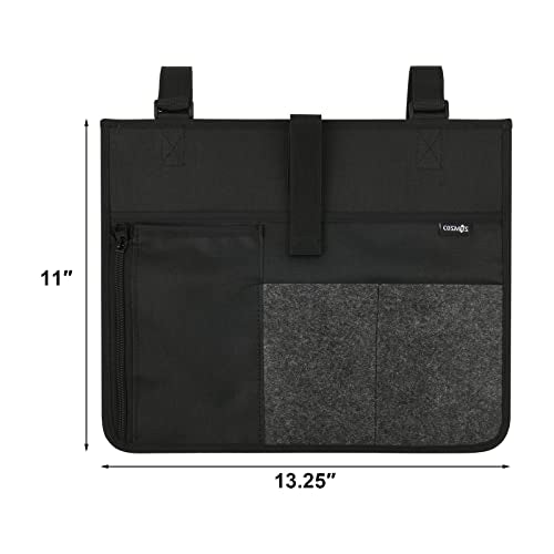 Cosmos Armrest Chair Side Organizer Bedside Caddy Organizer Bunk Bed Storage Bag Armchair Wheelchair Hanging Side Pocket Bag for Ipad, Tablet, Phone, Remote Control, Magazines, Books & Water Bottle