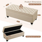 WUTUTUEE 51" Fabric Storage Ottoman Bench, Upholstered Rectangle End of Bed Storage Ottoman Tufted Living Room Bedroom Bench with Safety Hinge, Solid Wood Legs, Loads 500 lb(Khaki) - color: Khaki-fabric