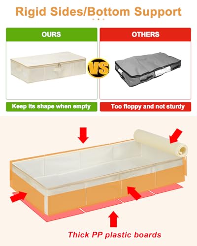 punemi Underbed Wedding Dress Storage Box, Wedding Dress Preservation Keepsake Trunk with Sturdy Zipper and Handles, Large Clothes Storage for Blankets, Pillows, Comforters & Quilts, Beige - color: Beige-2pcs, size: 6.7 inch Tall