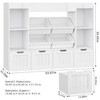 Toy Storage Organizer, Toy Organizer with 4 Movable Drawers and 4 Box Bins, Kids Playroom Storage Organization with Hidden Wheels for Living Room, Kids Room