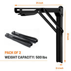 Wallmaster 24inch Folding Shelf Brackets Garage Heavy Duty Steel Max Load 500lb Floating Wall Mounted Collapsible Shelf Bracket Space Saving (Pack of 2, No Board) - style: 2 Pack