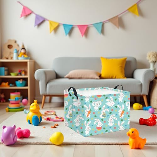 HIYAGON Rectangular Easter Basket for Kids Baby Easter Basket for Boys and Girls Cute Toy Storage Organizer Bin Box Room Decor(Line Easter Egg) - color: Line Easter Egg