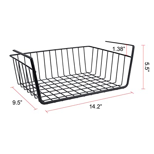 Undershelf Storage Basket Under Shelf Wire Basket Household Metal Under Shelf Hanging Storage Bin Basket Slides Under Shelves for Storage Space Saving for Kitchen Pantry Bookshelf (Medium, 2 PCS) - color: 2 PCS, size: Medium