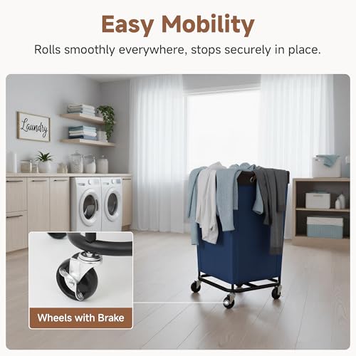 StorageWorks 160L Laundry Basket with Wheels, Large Rolling Hampers for Clothing Organizer, Dirty Clothes Basket for Hotel, Home, Closet, Dorm, Blue - color: Blue, size: 160L