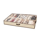 Men/Adults 12 Cells See Through Underbed Shoe Storage Bag Organizer with black and white flower (beige) - color: beige